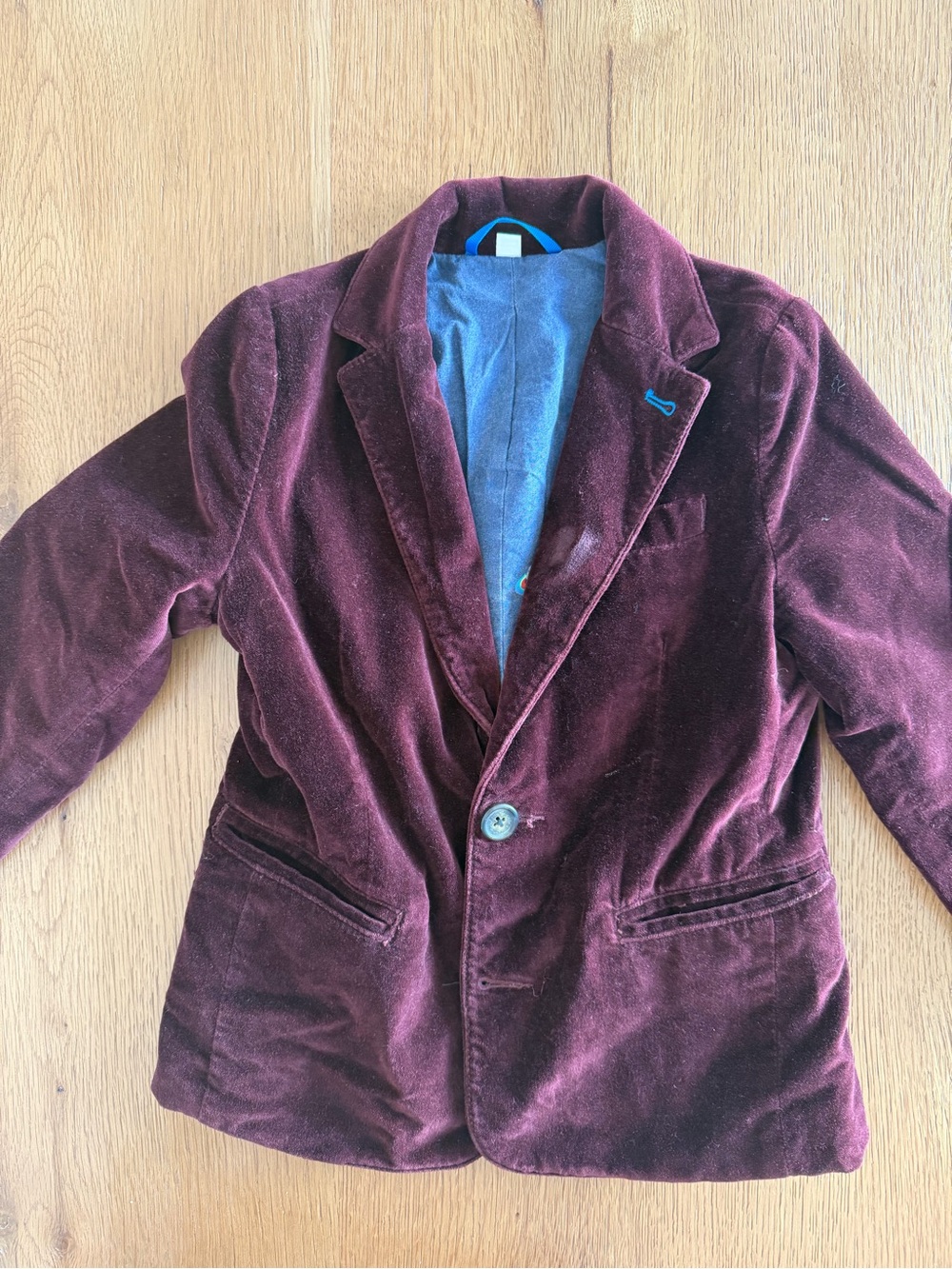 Mini Boden Velvet Blazer - Deep Wine
